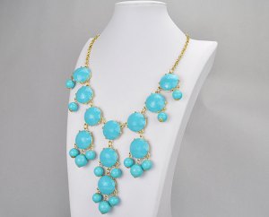bubble necklace, turquoise, business clothes