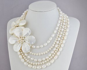 pearl necklace, flower necklace, wedding necklaces, business style